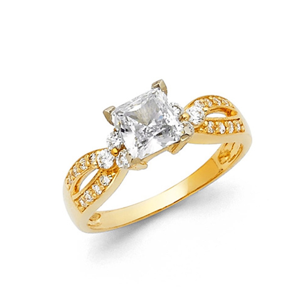 1.25-CT Princess-Cut Reverese Split Shank V-Prong